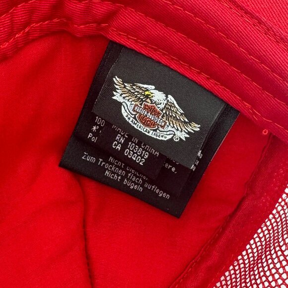 Genuine Harley Davidson Black Red Flames Bling Rhineston Truckers Cap Hat Womens - Picture 4 of 5